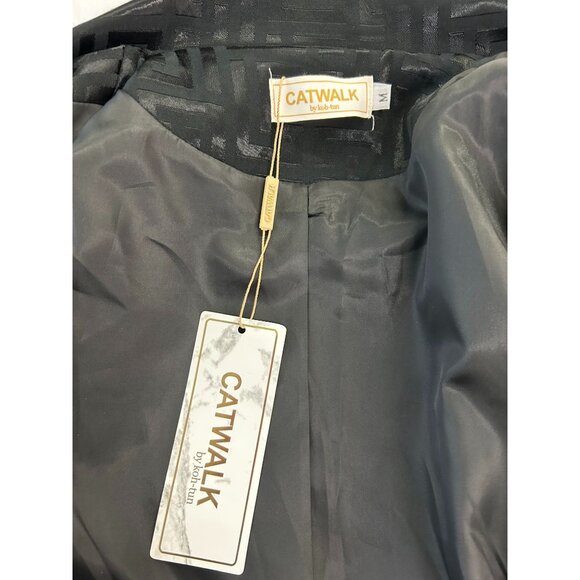 NWT Catwalk Koh-Tun Women's size Medium Black Patterned Double-Breasted Blazer - Picture 4 of 14